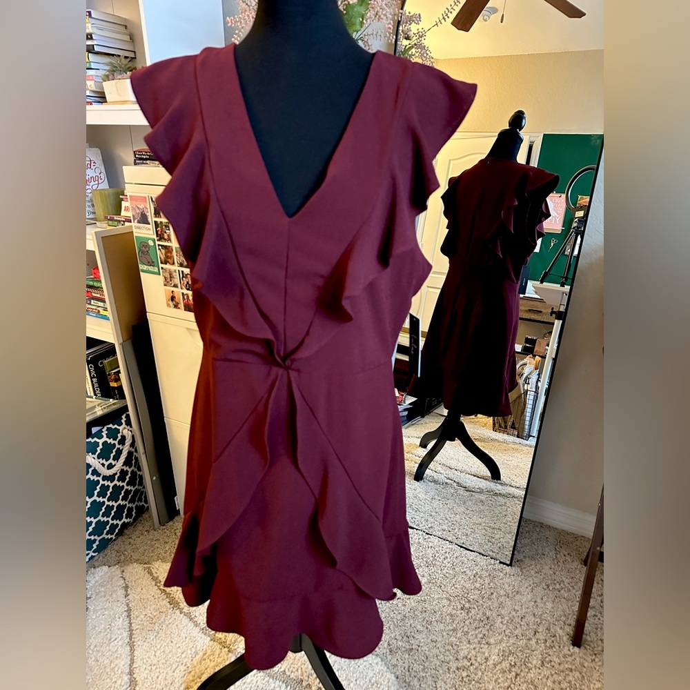 Lulu's Burgundy Ruffle Dress